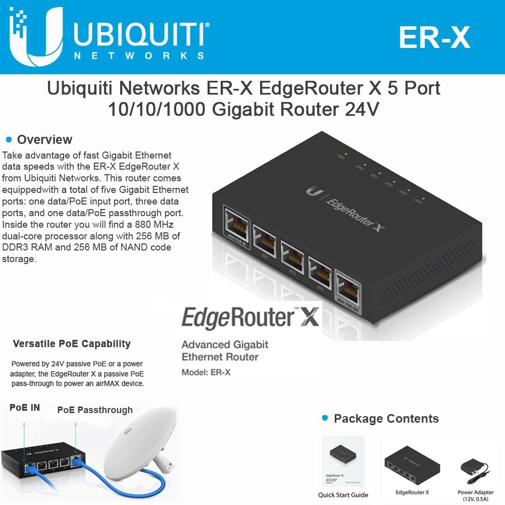 Ubiquiti Advanced Gigabit Ethernet Router - 5 Ports - Poe Ports - Slotsgigabit Ethernet - Poe - Desktop