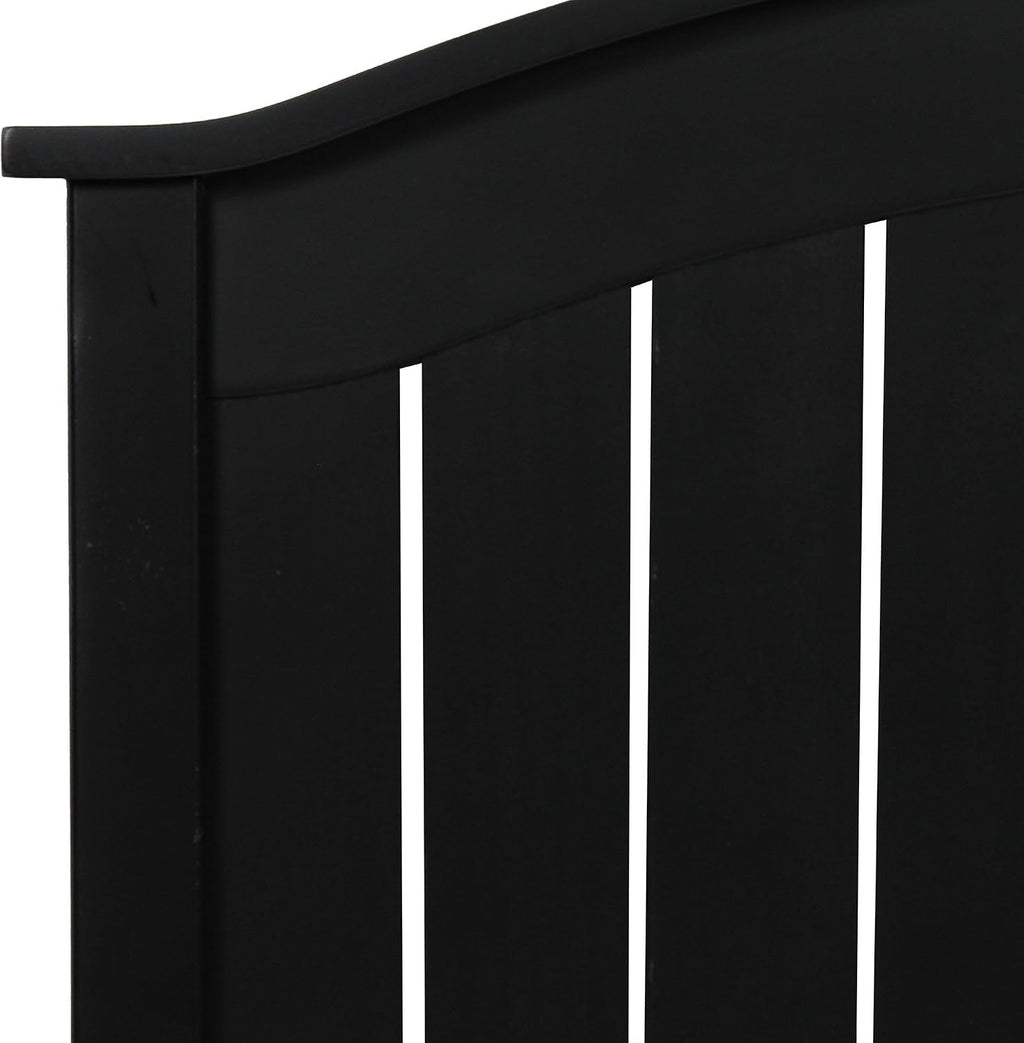 Finley Wooden Headboard Panel with Curved Top Rail Design, Black Finish, Full / Queen