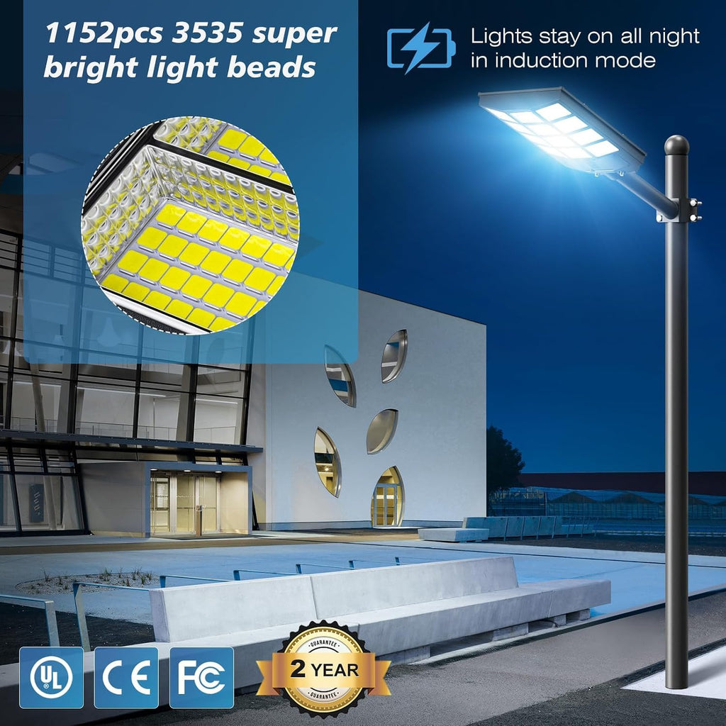 Sunwish Solar Lights Outdoor Waterproof 5000W, 6500K LED Solar Street Light with Motion Sensor & Dusk to Dawn, Security Flood Lights Outdoor with Remote Control for Parking Lot, Yard, Garage 2 Pack
