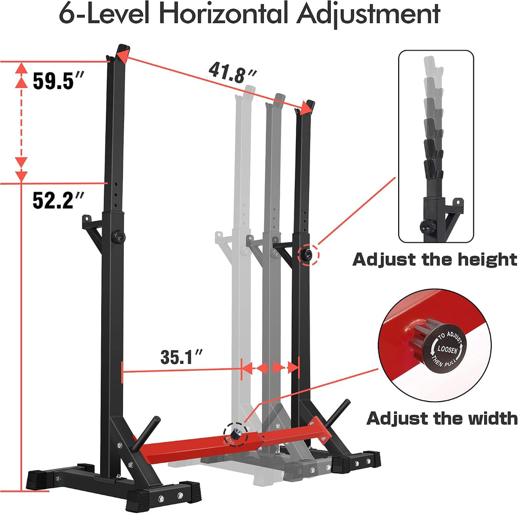 CANPA Adjustable Squat Rack Stand Multi-Function Barbell Rack Weight Lifting Gym Dumbbell Racks Home Gym Bench Press Rack Dumbbell Racks Stands 600Lbs