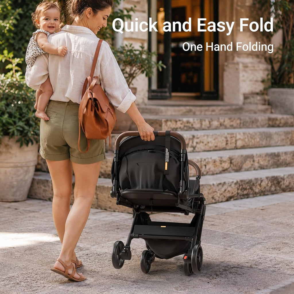 MAMAZING Ultra Air Lightweight Baby Travel Stroller with Carbon Fiber Frame, Compact & Airplane-Friendly, One-Handed Fold, 11.6 lbs, Perfect for Toddlers, Organizer & Cushion Included, Jet