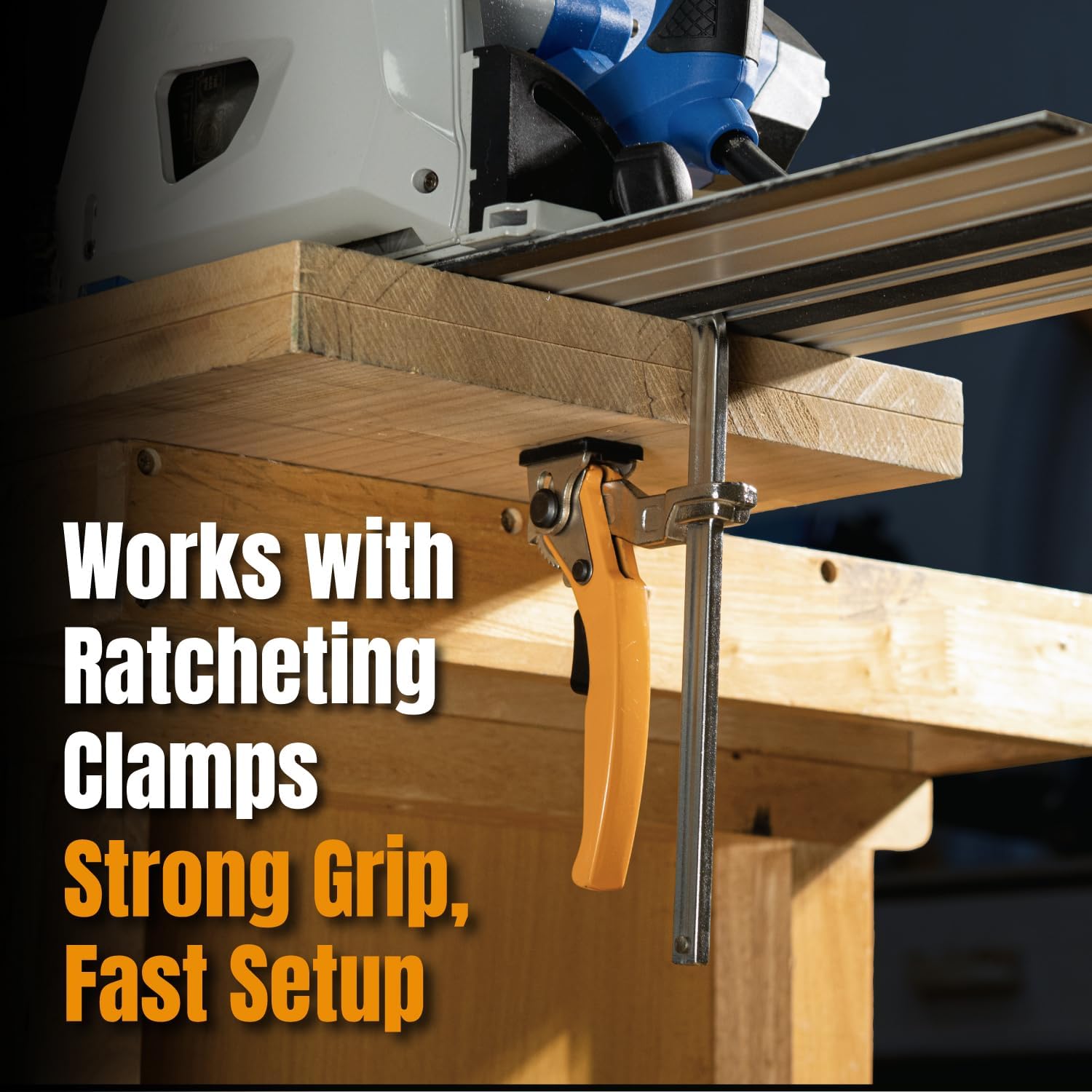 POWERTEC 110' Track Saw Guide Rail Joining Set for Kreg Track Saws, Include 2x55' Extruded Aluminum Guide Rail, 2 Rail Extension Connectors and Protective Carrying Bag (71992)