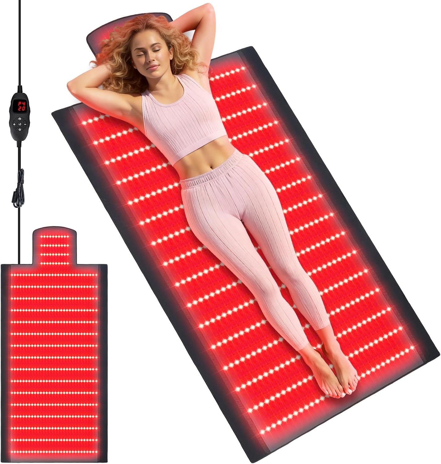 2570 LEDs Dual Full Body Red Light Therapy Mat, Red Light Therapy Blanket, 2570pcs 2in1 LEDs(660nm& 850nm), Premium Leather, Adjustable Timer & Intensity (520 LEDs)
