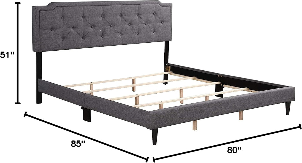 Glory Furniture Deb Fabric Upholstered King Bed in Gray