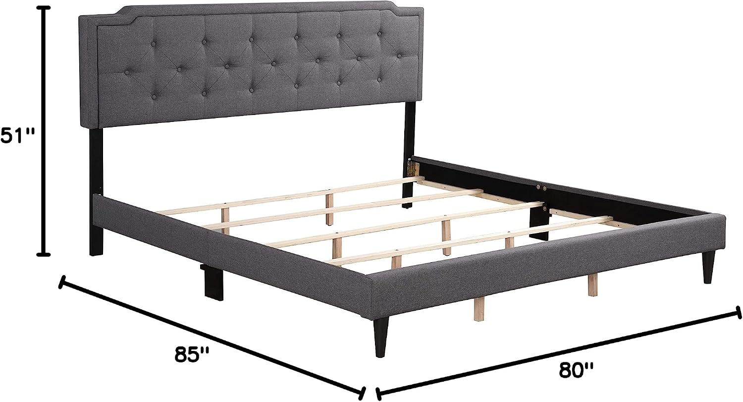 Glory Furniture Deb Fabric Upholstered King Bed in Gray
