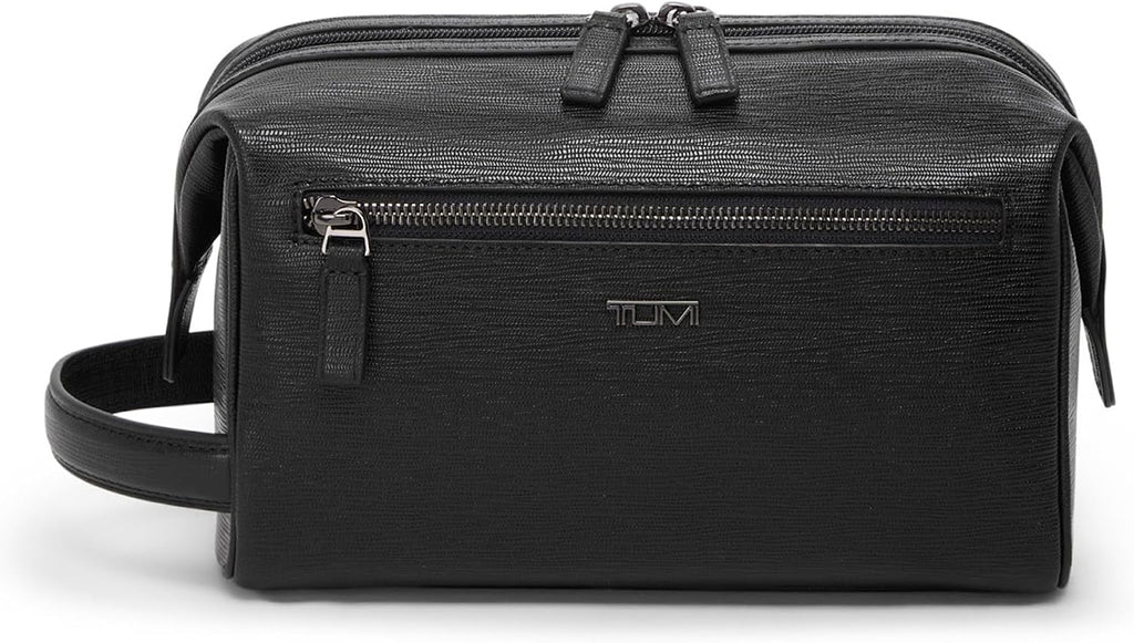TUMI - Travel Accessories Dopp Kit - Men's Travel Essentials Framed Toiletry Bag - Black Emobossed Leather