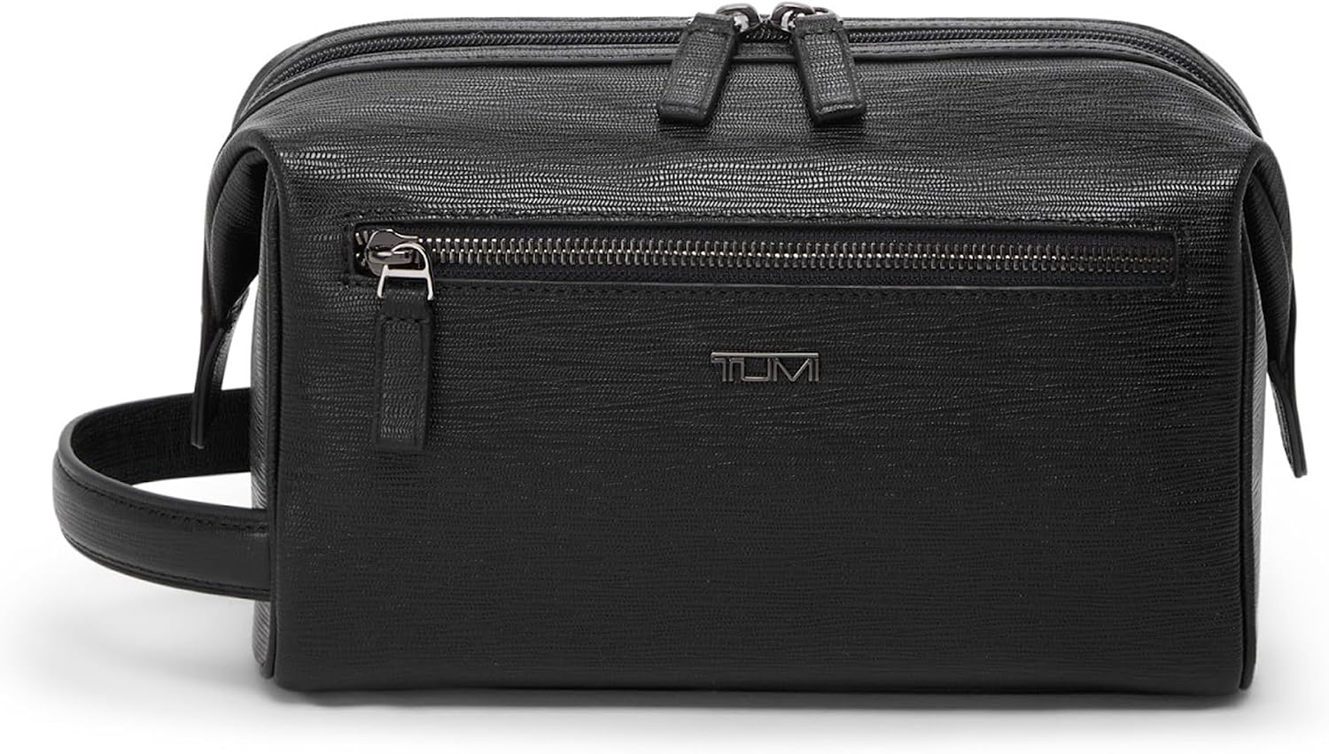 TUMI - Travel Accessories Dopp Kit - Men's Travel Essentials Framed Toiletry Bag - Black Emobossed Leather