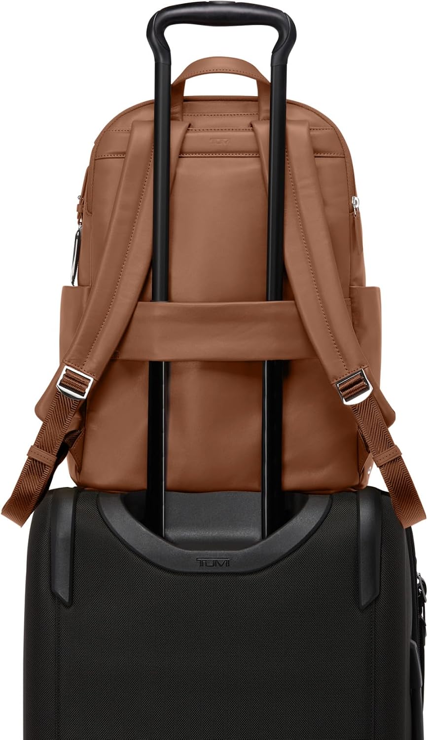 TUMI - Voyageur Raina Backpack - Women's Premium Leather Backpack - Everyday Bag with Phone Pocket & Laptop Compartment - Sienna