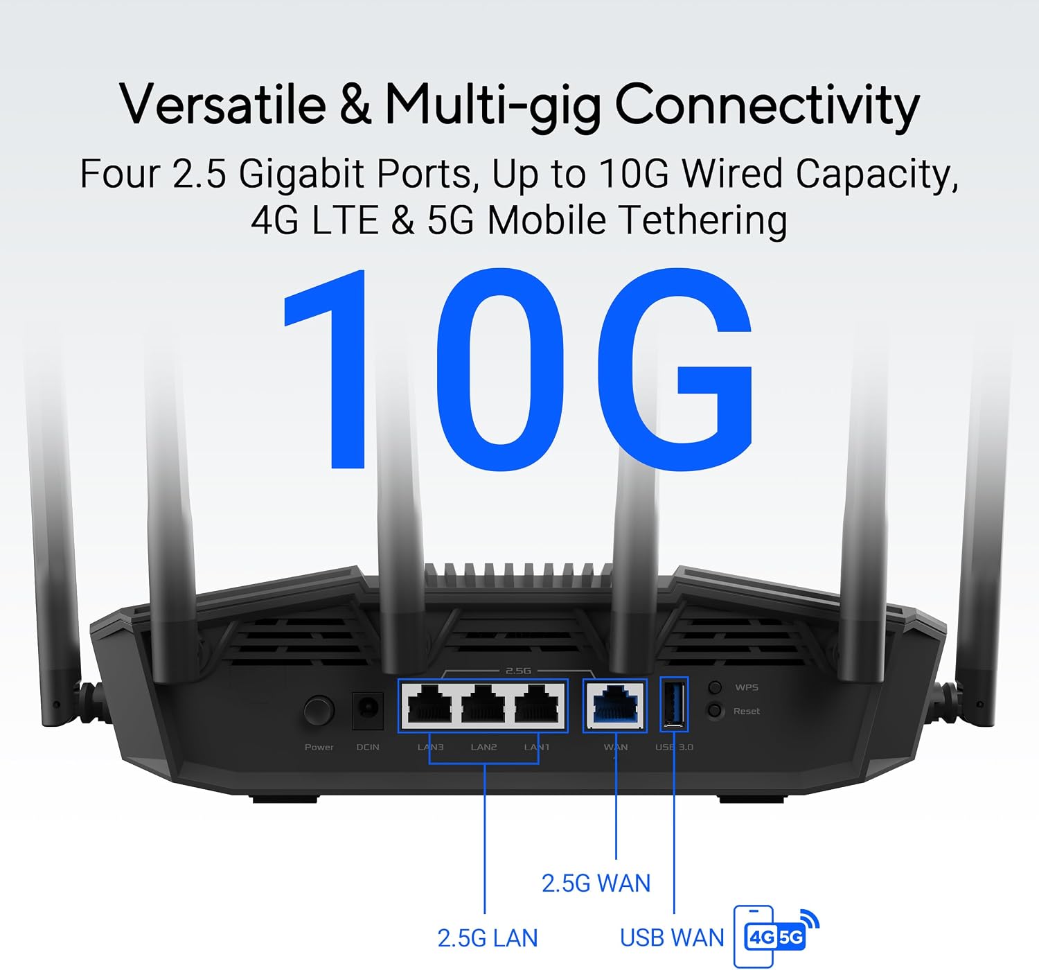 ASUS RT-BE90U Tri-Band WiFi 7 Router: Commercial-Grade Network Security, AiMesh Extendable Router, Quad 2.5G Ports, Smart Home Master