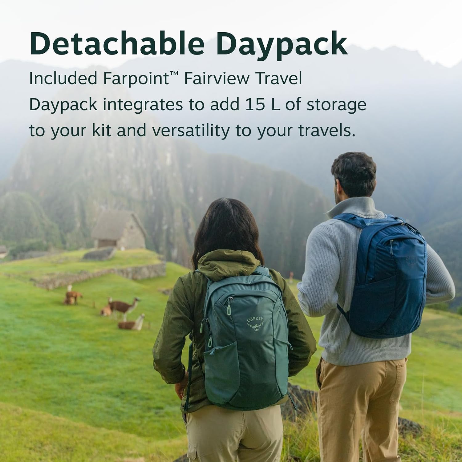 Osprey Farpoint 55L Men's Travel Backpack - Carry On Bag with Personal Item Sized Detachable Daypack, Sawdust