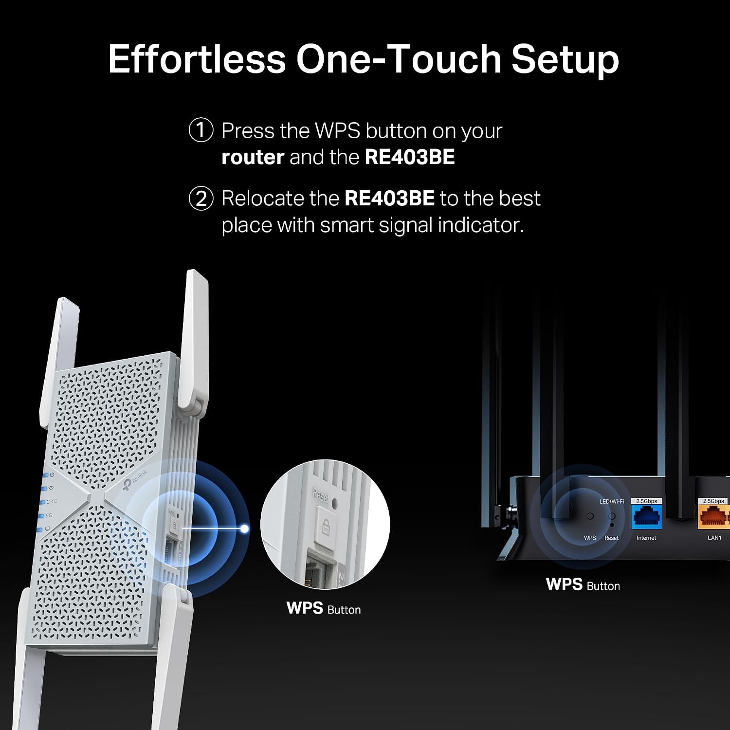TP-Link BE6300 Wi-Fi 7 Range Extender RE403BE w/ 2.5G Port | 6.3 Gbps Dual-Band Wireless Repeater | Internet Signal Booster for Home | Up to 2800 sq.ft, 64 Devices | MLO, EasyMesh | No 6 GHz Band