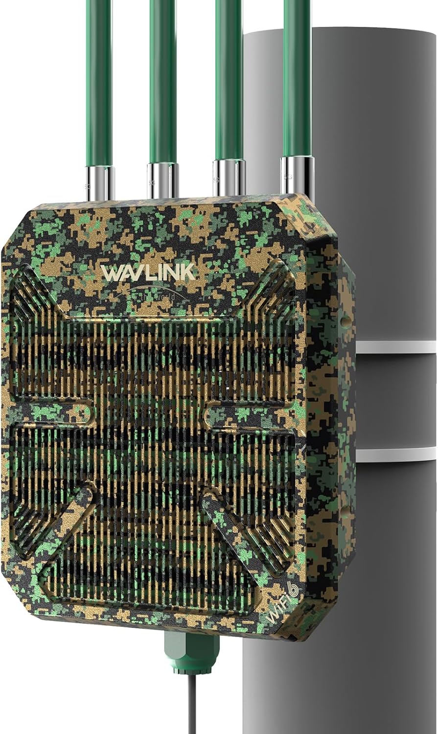 2026 AX1800 Outdoor WiFi 6 Extender Long Range, WAVLINK Outdoor WiFi Access Point with PoE, 4x8dBi High-Gain Antennas, IP67 Weatherproof, Support Up to 256 Devices for Farm, Yard, Patio, RV, Garage
