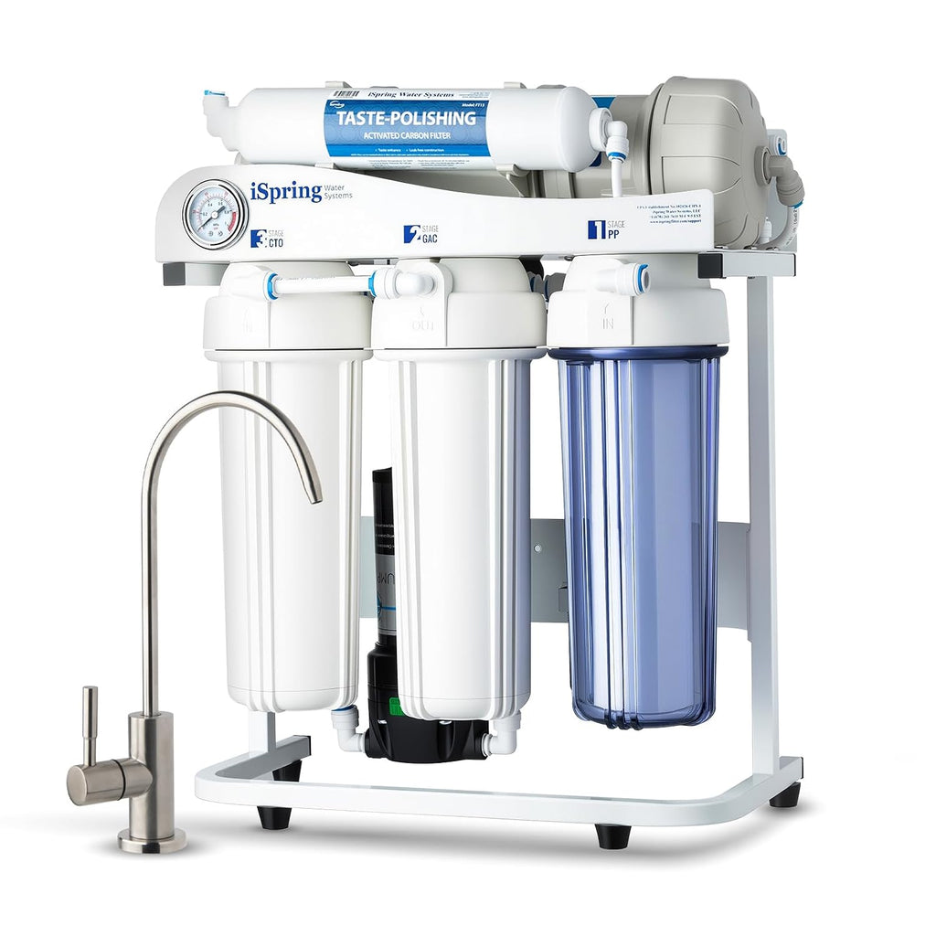 iSpring RCS10T Reverse Osmosis Water Filter, 5 Stage Tankless RO Water Filtration System for Commercial & Residential, High-Flow 1000 GPD, 2.5:1 Pure to Drain Ratio