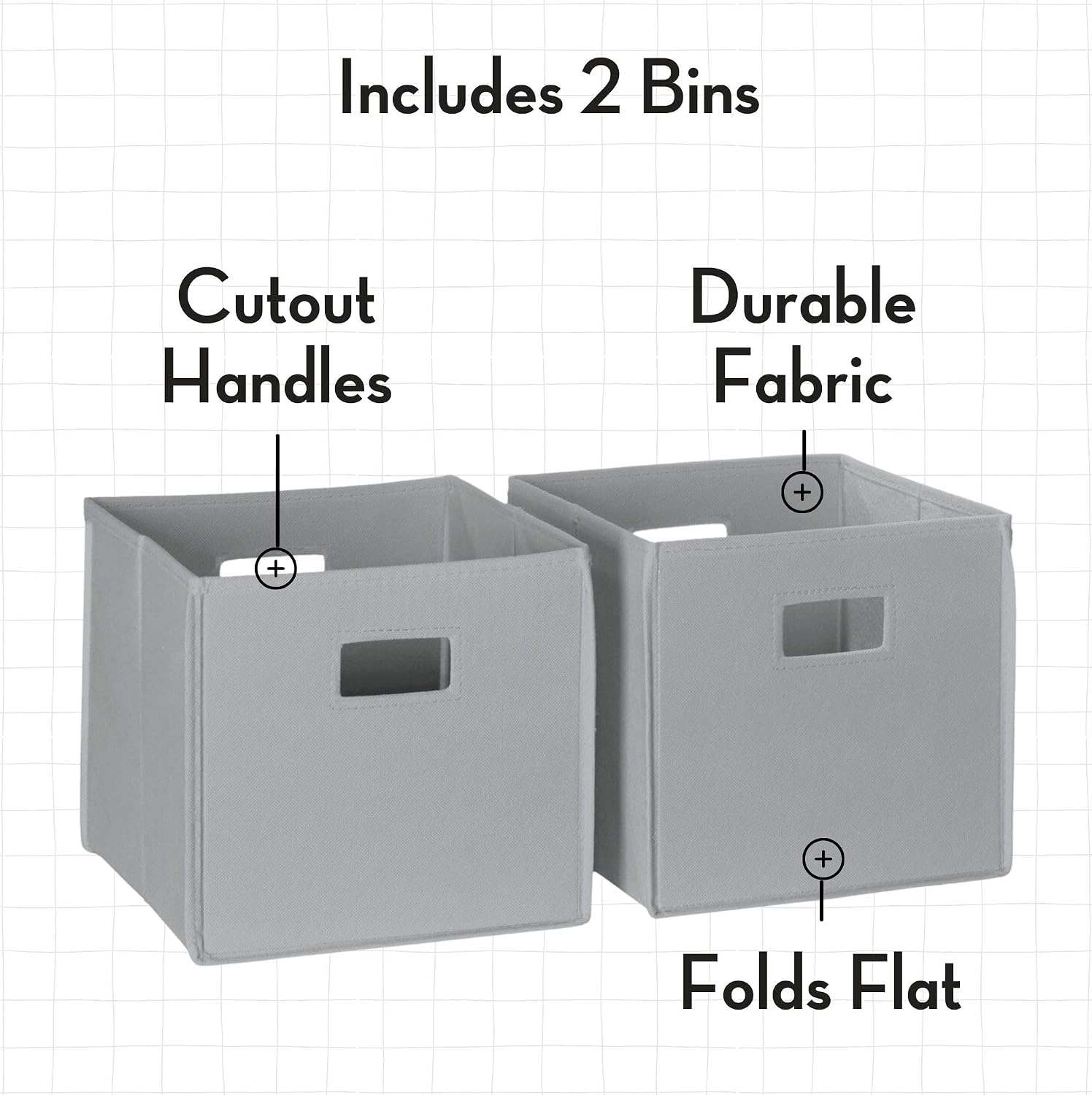 RiverRidge Catch-All Kids Toy Storage Organizer with 3 Cubbies and 2 Storage Bin Compartments - 35 Inch Wide White and 2 Gray Fabric Bins Kids Room Decor Toy Organizers and Bins