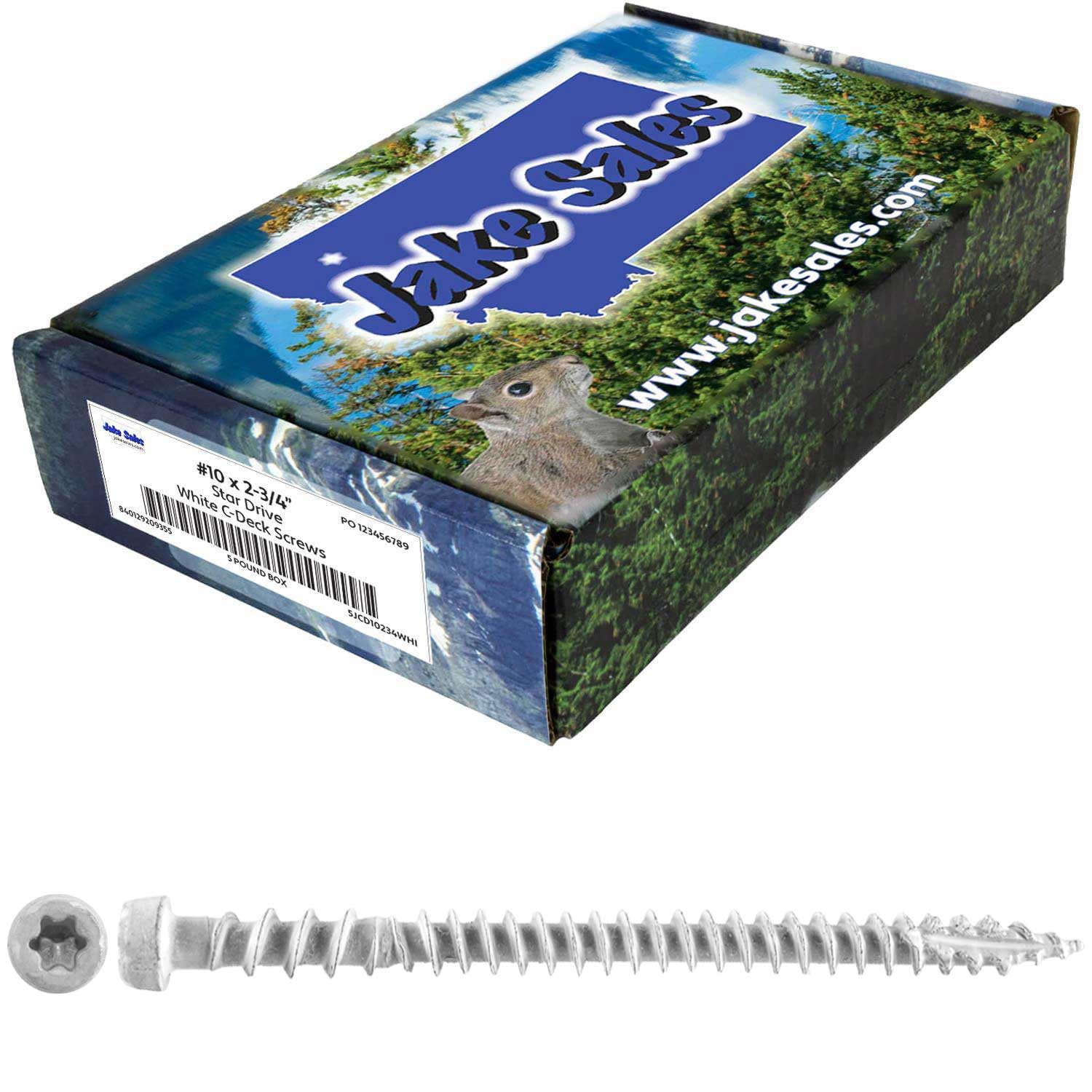 10 x 2-3/4' White Composite Decking Wood Screw Torx/Star Drive Head - Exterior Coated - AQC Lumber Compatible - 5 Pound CASE ~3870 Screws