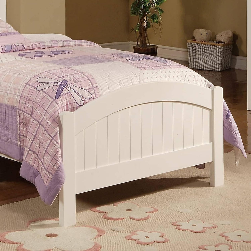 Bed Twin Frame | White Color Twin Size Bed Youth Bedroom Furniture Vertical Lines Carved Headboard Plywood