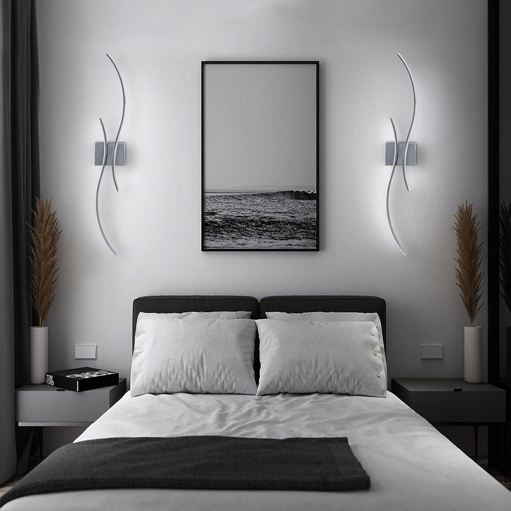 CANEOE Modern Led Wall Light, 39inch Chrome Indoor Led Wall Sconce Lighting, Bathroom Vanity Light Fixtures Over Mirror for Living Room Hallway Bedroom Bedside Wall Lamp (Chrome,6000K,2 Packs)
