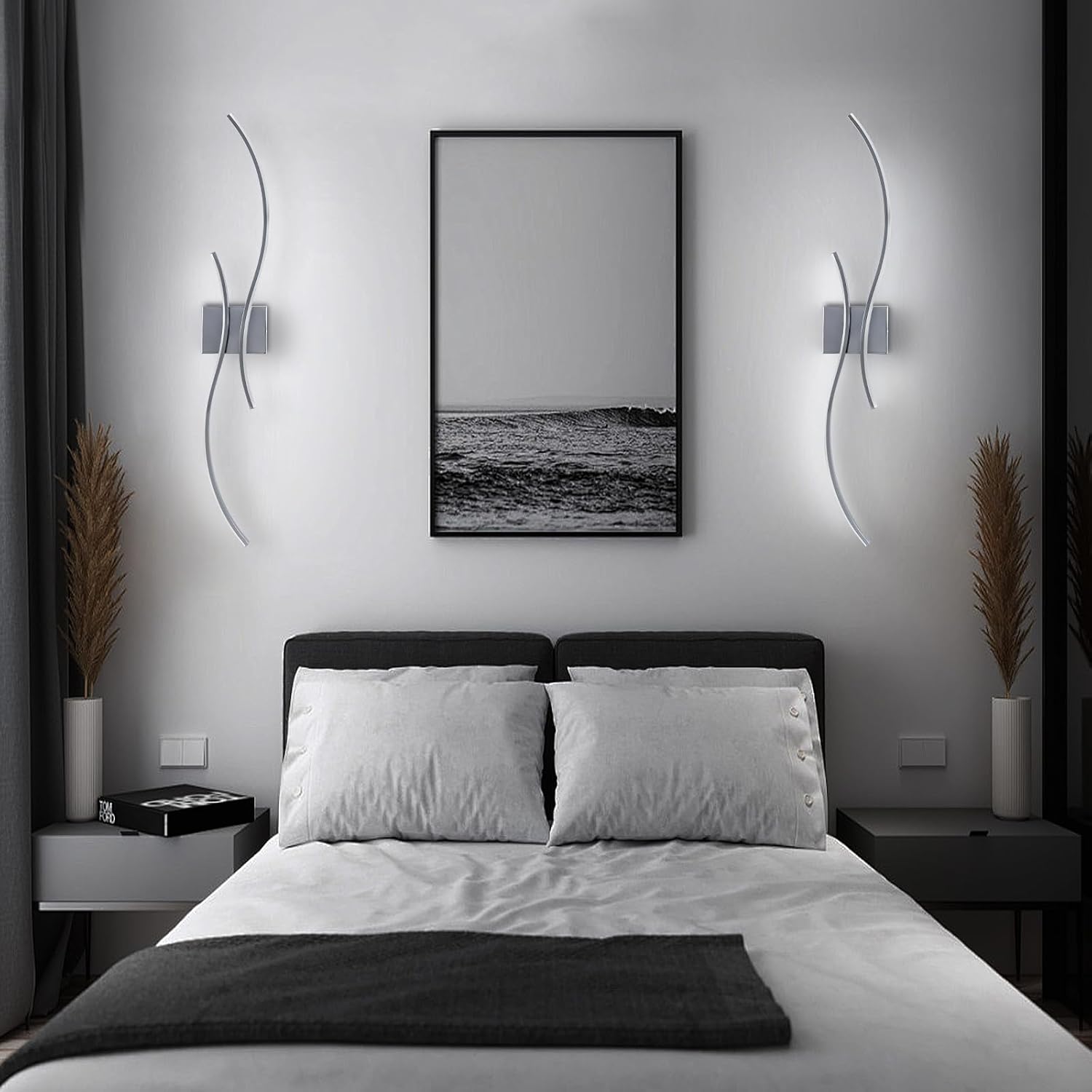 CANEOE Modern Led Wall Light, 39inch Chrome Indoor Led Wall Sconce Lighting, Bathroom Vanity Light Fixtures Over Mirror for Living Room Hallway Bedroom Bedside Wall Lamp (Chrome,6000K,2 Packs)