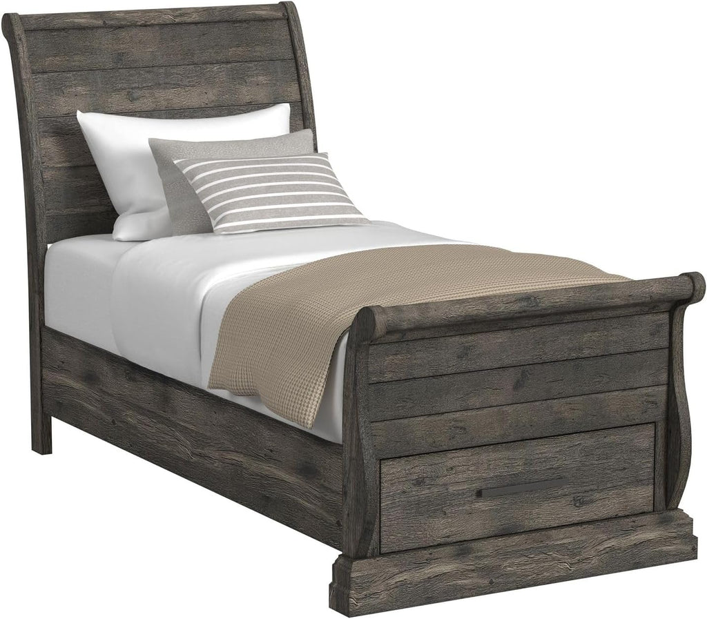Picket House Hyde Twin Sleigh Storage 3PC Bedroom Set in Charcoal