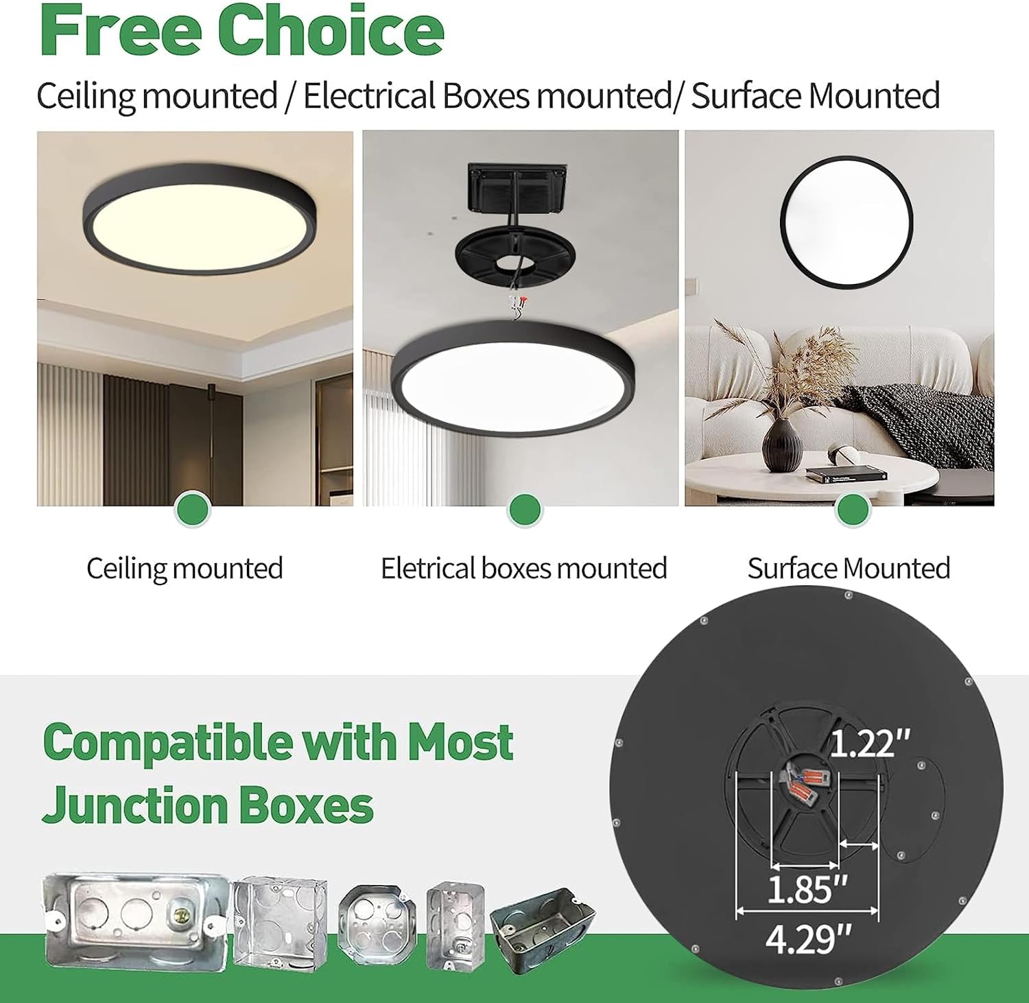 12 Inch 12PK Dimmable LED Flush Mount Ceiling Light,2700K/3000K/4000K/5000K/6000K CCT Selectable, Round Flat Panel Ceiling Lamp for Bedroom/Bathroom/Living Room (Black, 12' 12PK)