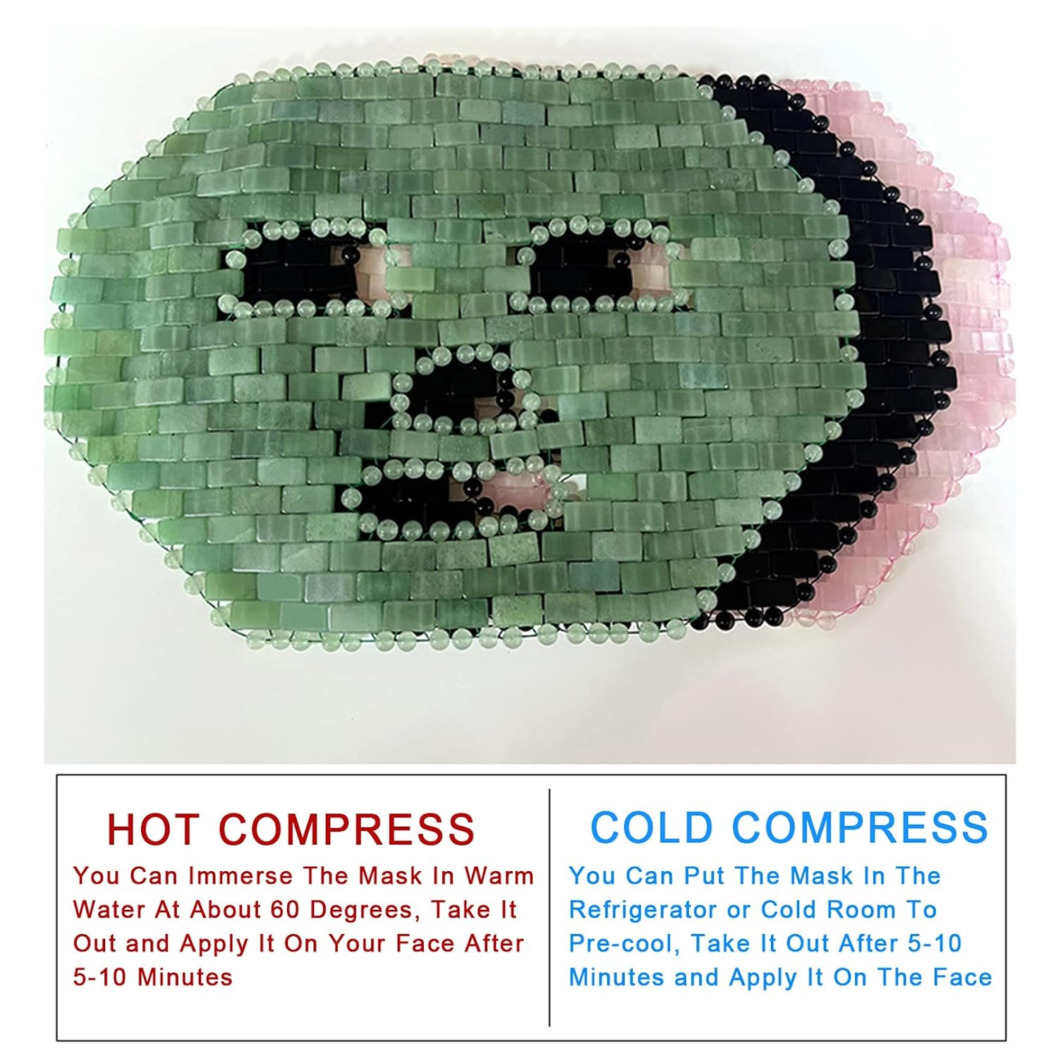 Rose Quartz Mask Cold Therapy Face Mask Reusable Jade Ice Sleeping Mask Beauty Skincare Massage Tool for Depuffing Anti-Aging Dark Circles (Color : Shiraishi)
