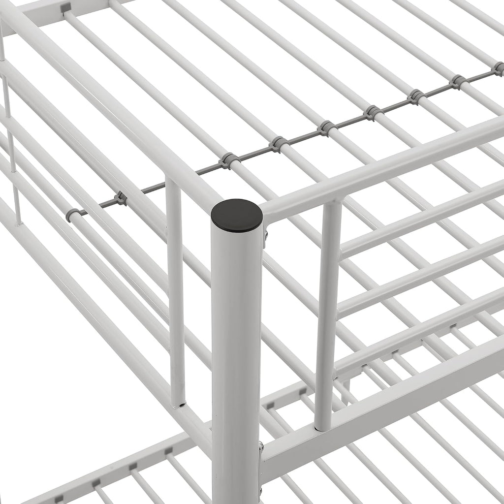 Walker Edison Dunning Urban Industrial Twin Over Double Metal Bunk Bed, Twin Over Double, White