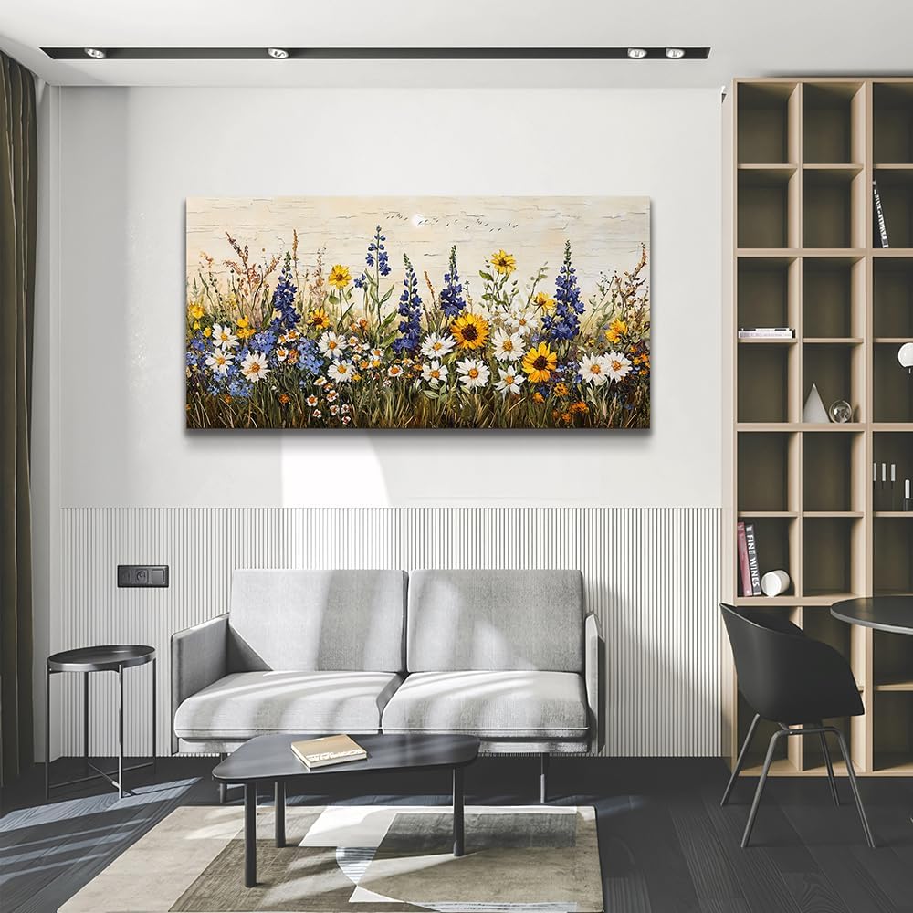 ERQINHUA Farmhouse Wall Decor For Living Room Large Canvas Wall Art For Bedroom Office Decorations Boho Wall Paintings Flowers Watercolour Pictures Printing Artwork Ready To Hang Home Decor 30'X60'