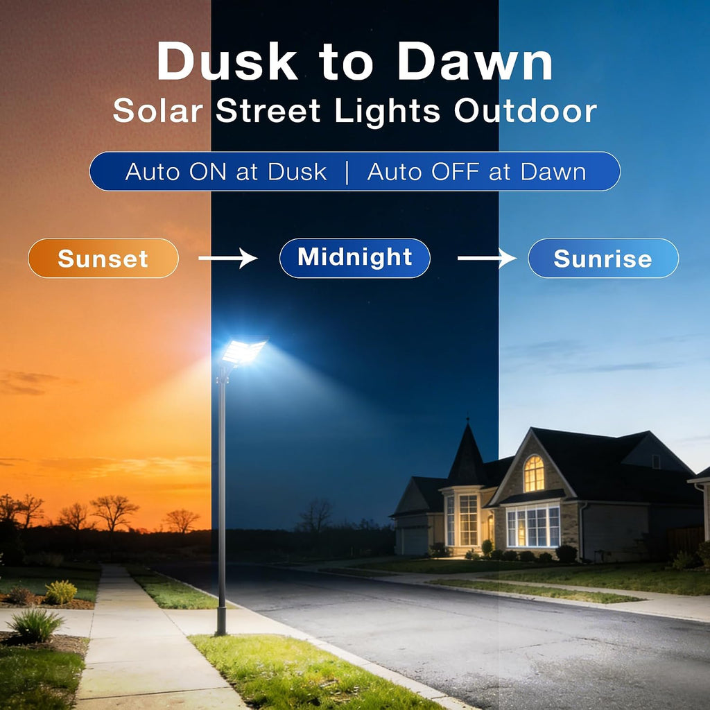 WYWNA 9000W Solar Street Light Outdoor, 8000K Motion Sensor Solar Lights with Remote, IP66 Waterproof Security Light, 350° Wide Angle, Dusk to Dawn for Parking Lot Yard Farm (2)