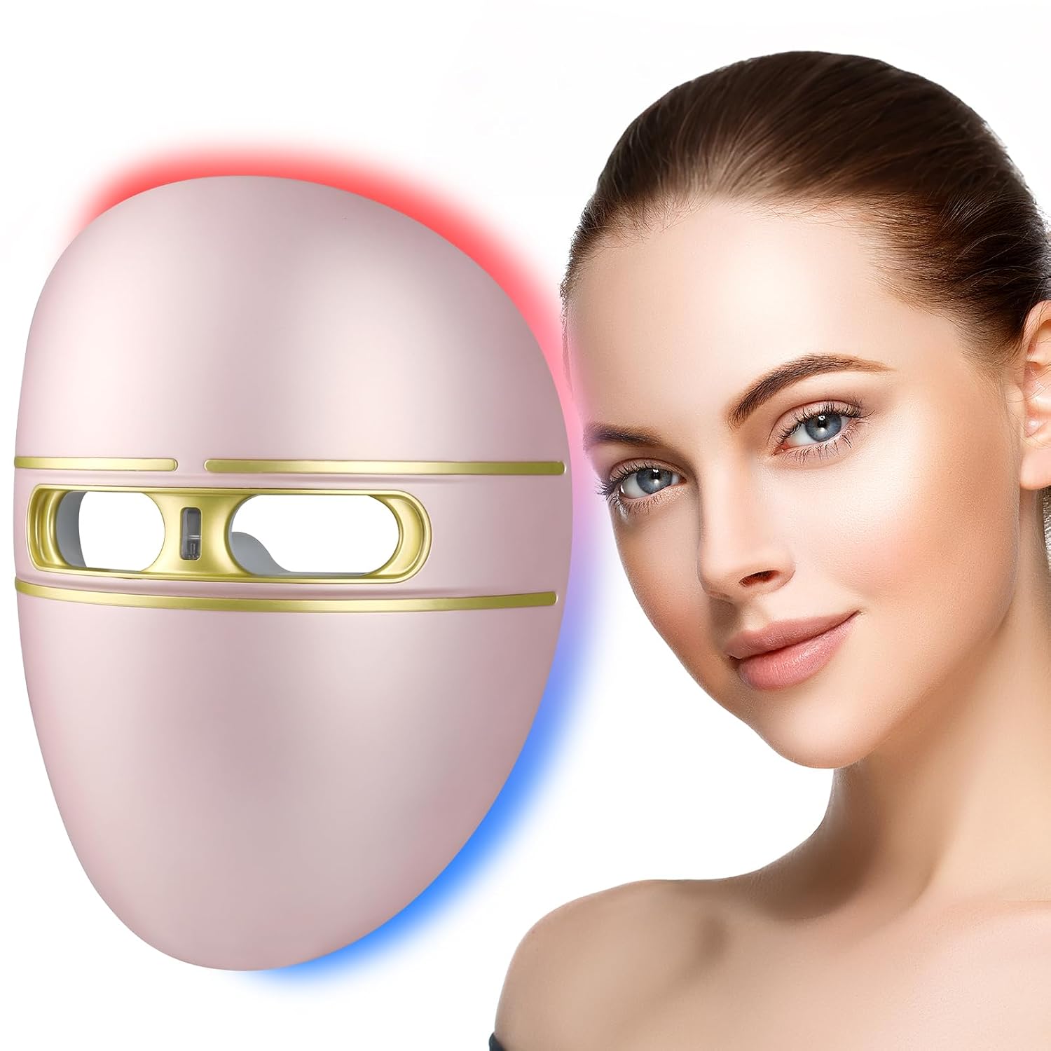 Pro-Grade FSA LED Light Therapy Facial Mask -Red & Blue Light Anti Aging FSA Face Mask- Salon Treatment for Acne,Wrinkles & Redness at Home,Ideal Skincare Device for Birthday, Mom Gift
