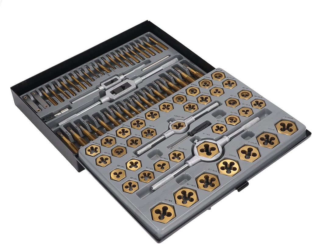 86 Piece Metric Tap and Die Set for Thread Repair M3 to M16 Cutting External Internal Threads Hand Tools Kit
