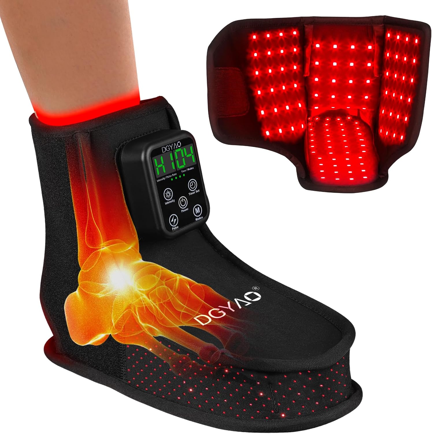 Red Light Therapy Wrap for Feet, Infrared Light Therapy for Ankle, 6000mAh Battery Portable Adjustable Cordless Red Light Pad for Foot Joint Muscle Comfort, 660nm & 850nm