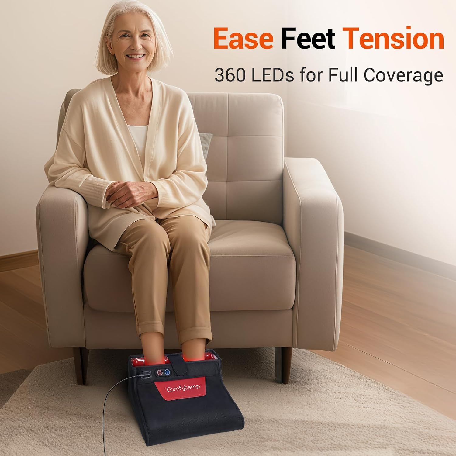 Comfytemp Red Light Therapy for Feet, 360 LEDs 43W Near Infrared Light Therapy Boot, 3D Wearable Feet Wrap for Ankle Heel Sole Plantar Joint Muscle, 660nm & 850nm, Up to Foot Size 12