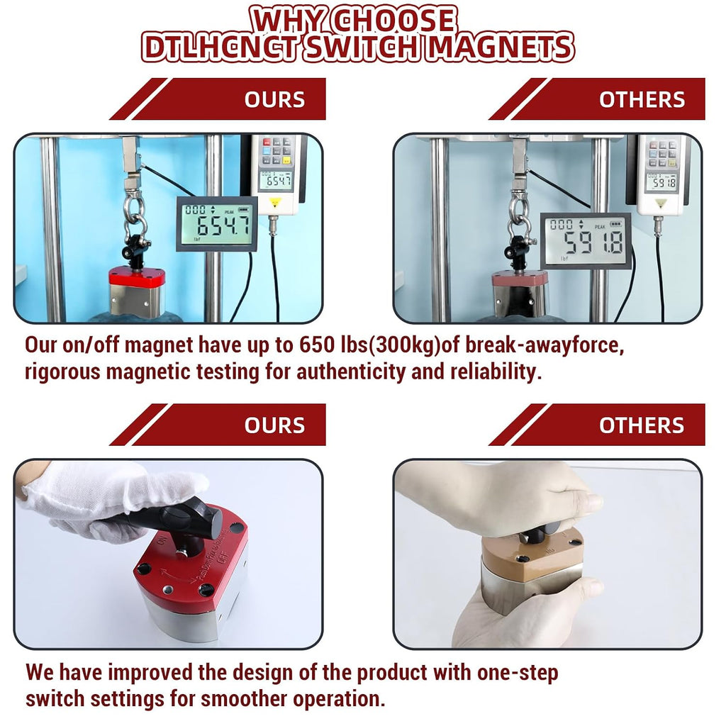 DTLHCNCT 600 LB ON/Off Magnets, Magnetic Welding Holder, Multipurpose Switch Magnet for Lifting and Handling,Metal Screening,Weld Positioning,Metal Salvage (2 Pack)