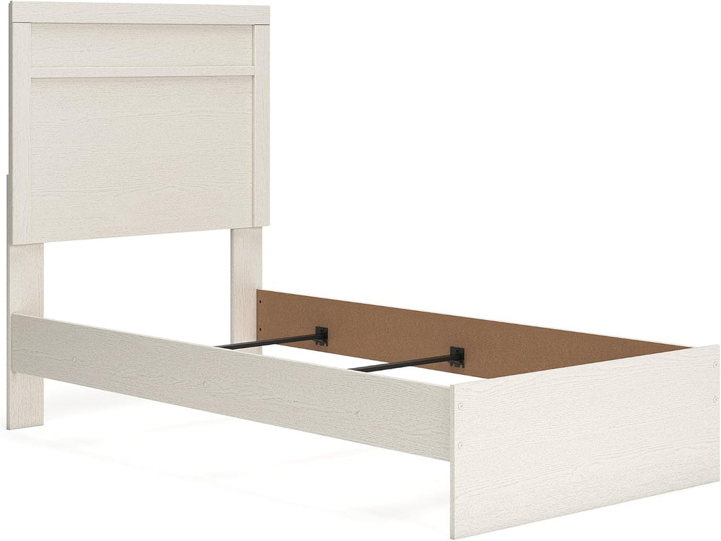 Signature Design by Ashley Stelsie Farmhouse Twin Panel Bed, Foundation or Box Spring Needed, White