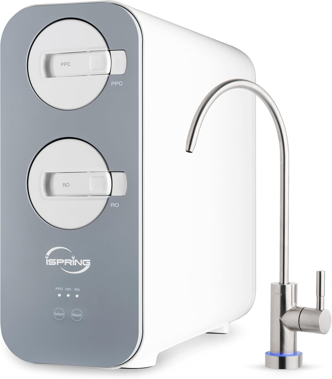 iSpring RO800G Tankless Reverse Osmosis System, 800 GPD Under Sink Water Filter with 2.5:1 Pure to Drain Ratio, TDS & PFAS Reduction, Space Saving Design, Includes Brushed Nickel Faucet