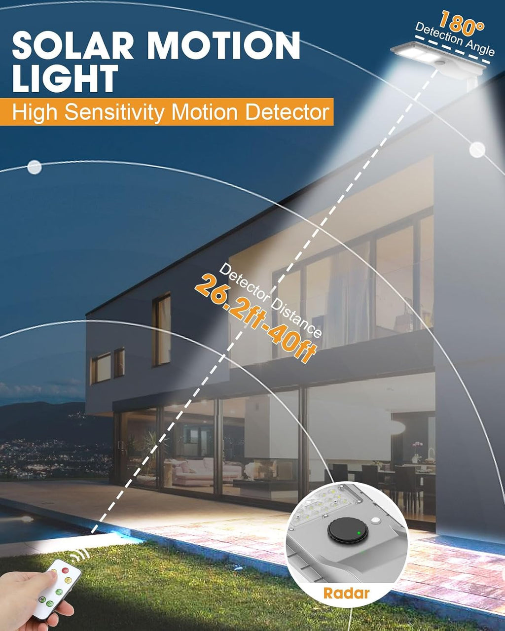 10000W Solar Street Lights Outdoor Waterproof - 3000 Sq.Ft Super Bright Motion Sensor Flood Light Dusk to Dawn & 40,000mAh LiFePO4 Battery, LED Security Lights for Parking Lot/Yard/Garage/Barn