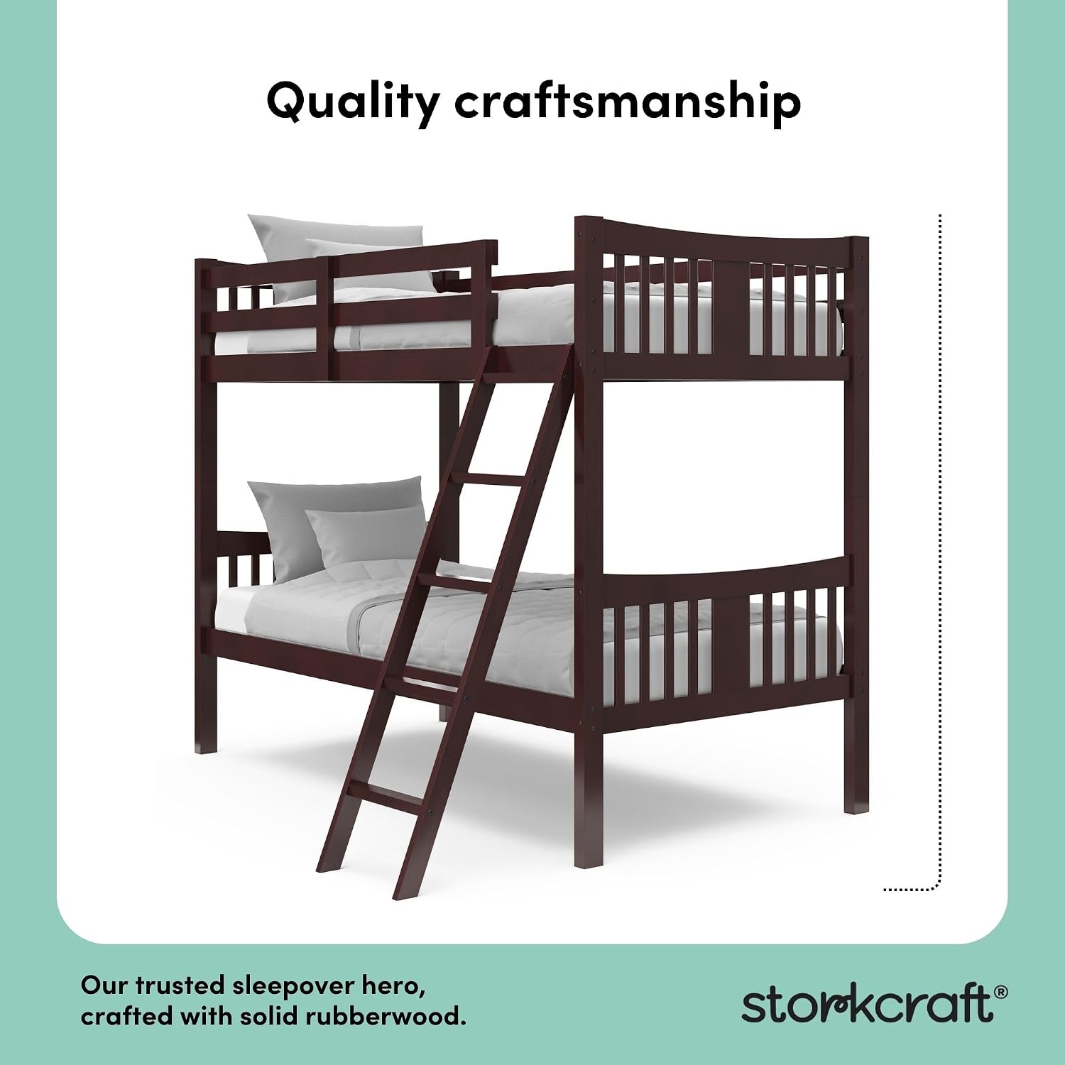 Storkcraft Caribou Bunk Bed Twin Over Twin Bunk Bed (Espresso) - GREENGUARD Gold Certified, Twin Bunk Beds for Kids, Converts to 2 Individual Twin Beds, Bunk Beds for Kids