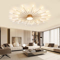 ziidoo Modern Ceiling Light,30+1 Lights Metal Firework Designed Chic Led Lighting Fixture for Farmhouse Kitchen Dining Room Bedroom Hallway Living Room (Gold and Dark Gold)