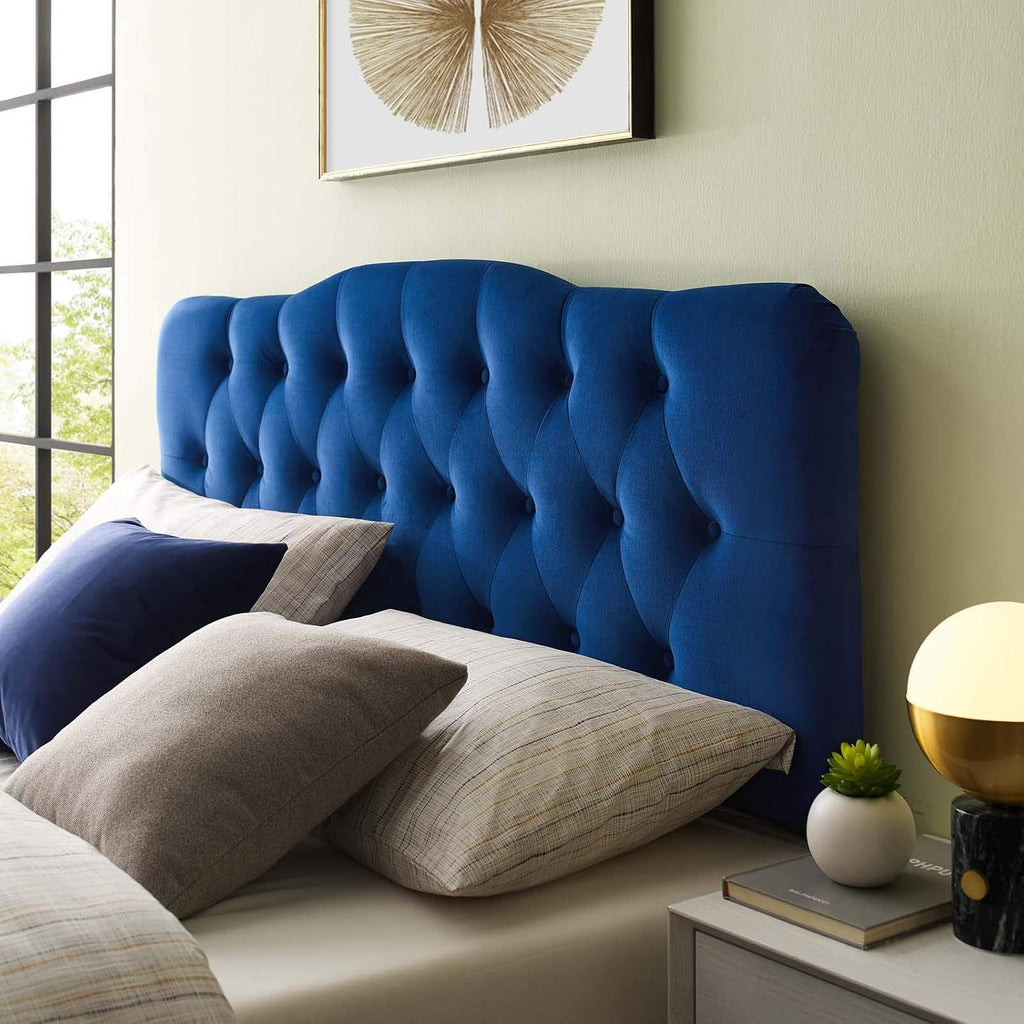Modway Annabel Diamond Tufted Performance Velvet Full Headboard in Navy