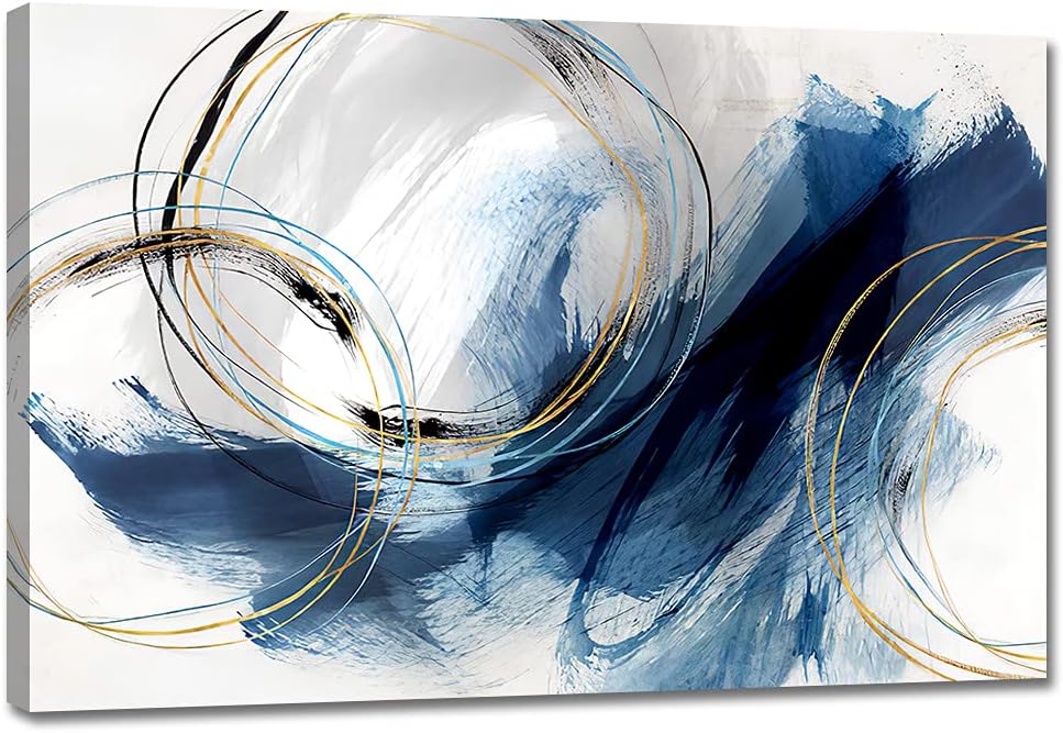 Wall Art Canvas Abstract Art Paintings Blue Fantasy Colorful Graffiti on White Background Modern Artwork Decor for Living Room Bedroom Kitchen 48x32in