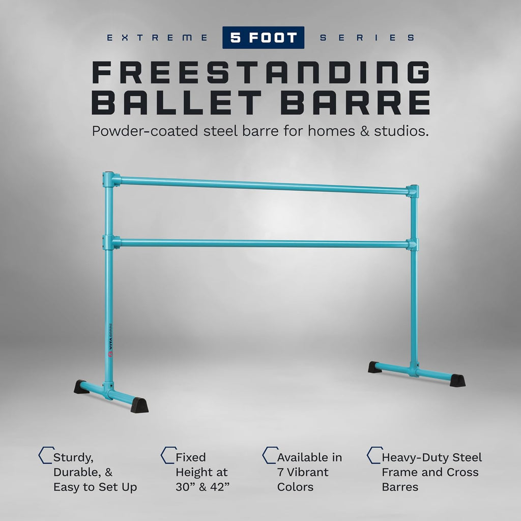 VITA Barre Portable Freestanding Double Ballet Barre, Prodigy, Aluminum | Adjustable Height, USA Made, Home or Gym Exercise Equipment for Kids & Adults | Dance, Fitness, Pilates