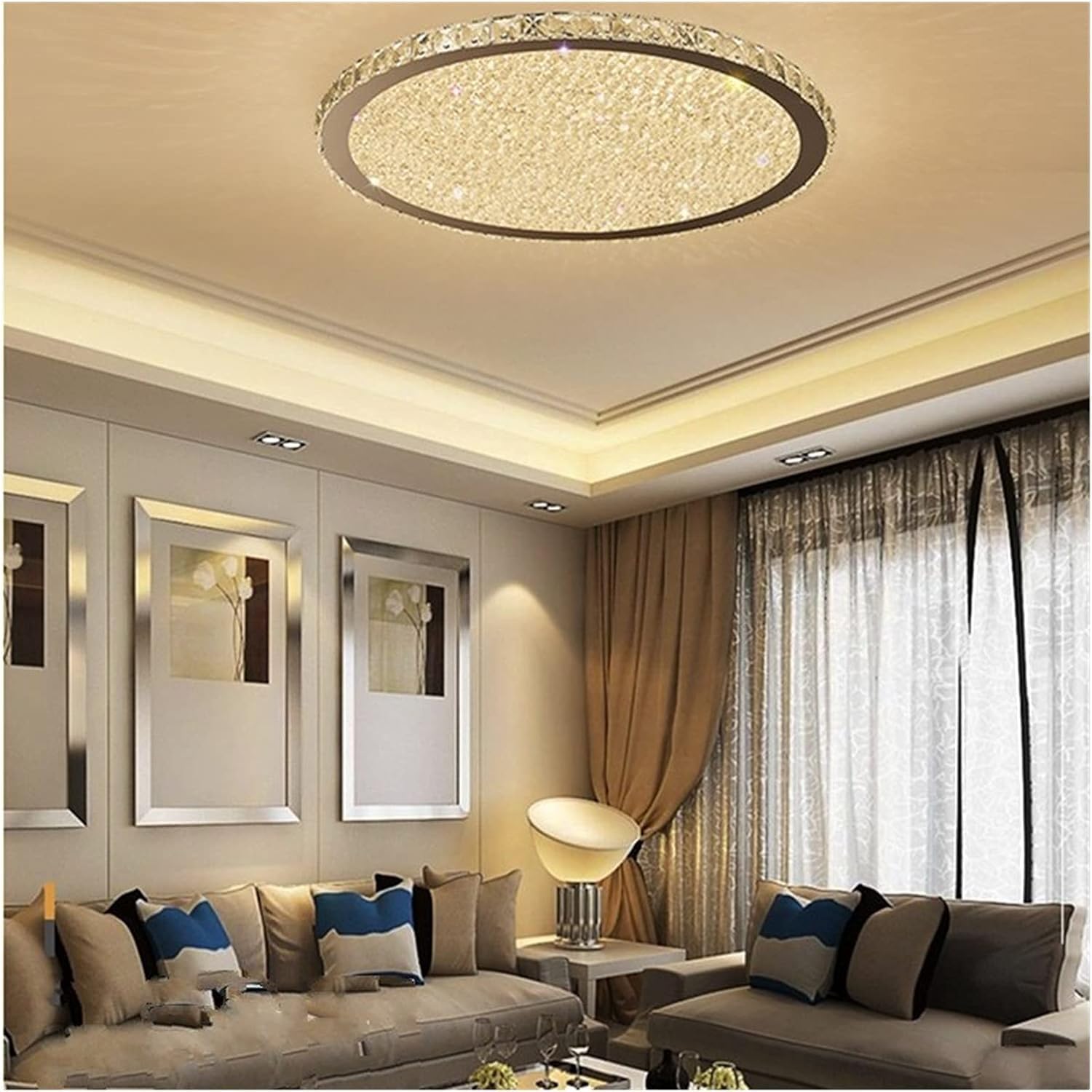 BayDe LED Modern Chandelier Lamp, Modern Crystal Chandelier Lighting Lustre Cristal Circular Square Chandeliers Ceiling Lustres De Cristal Luminarias,Modern LED Chandelier, Wall Lamps