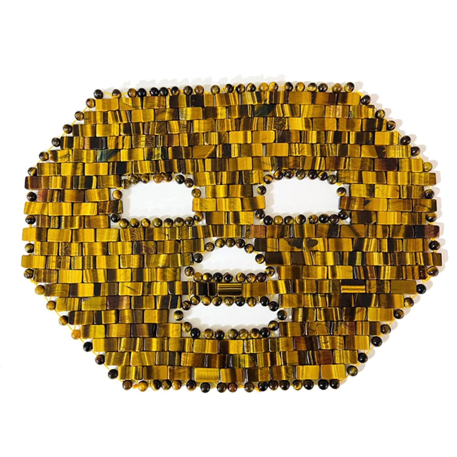 Jade Face Mask Natural Crystal Facial Mask Jade Ice Sleeping Mask Beauty Skincare Massage Tool for Face To Promote Relaxation and Stress Relief Rose Quartz Gifts (Color : Tiger Eye Stone)