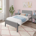 Max & Lily Twin Bed, Solid Wood Twin Bed Frame with Panel Headboard, Kids Twin Bed with Wood Slat Support, No Box Spring Needed, Grey