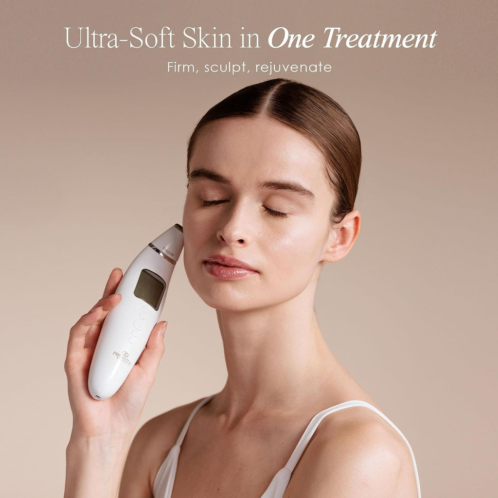 Reinvo Facial Microdermabrasion Wand by Project E Beauty | Gentle Exfoliation | Reduce Wrinkles & Fine Lines | Decrease Pores | Fresh & Radiant Skin | 4 Interchangeable Heads | Vacuum Suction Device