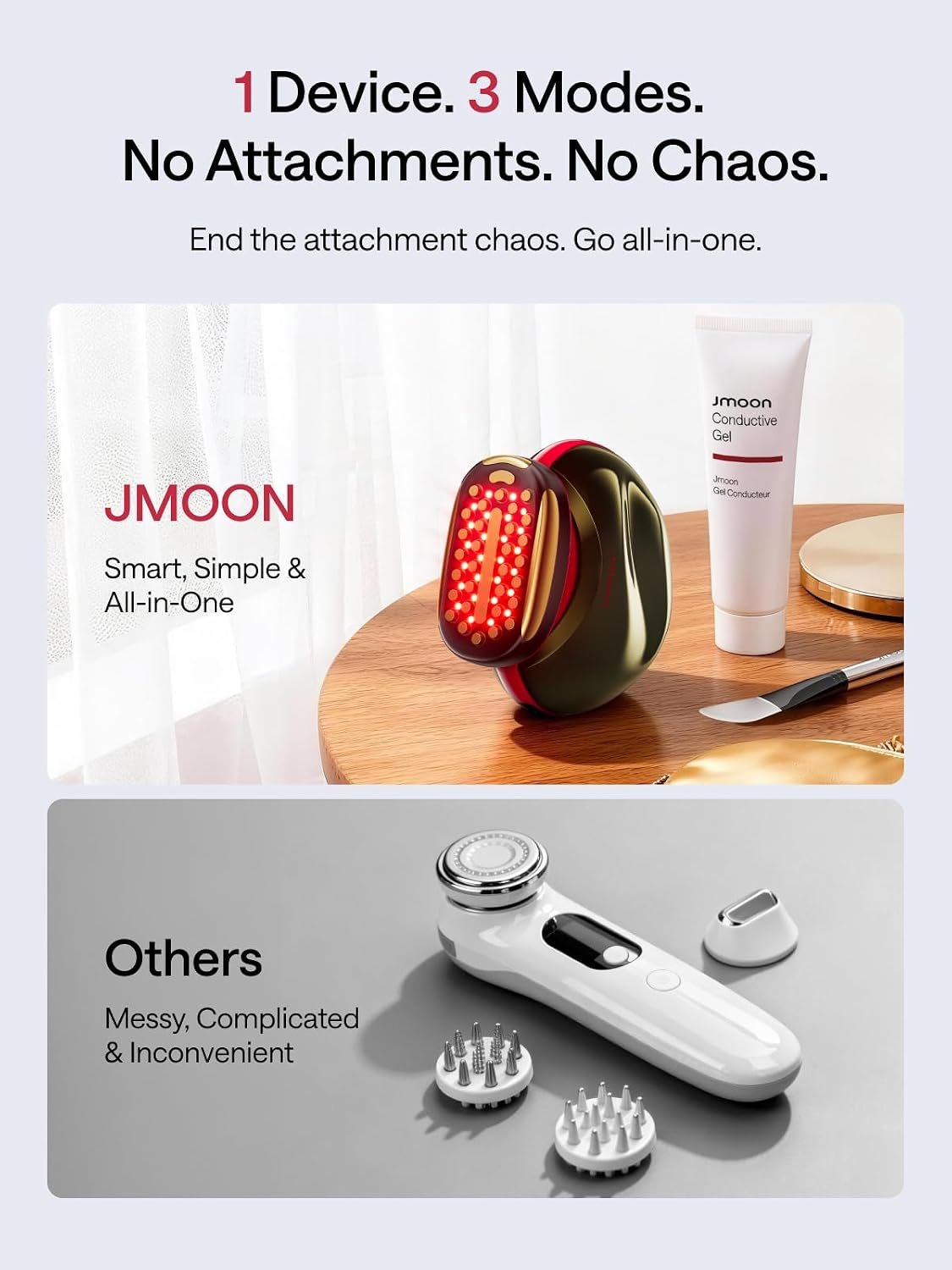 JMOON by Ulike Microcurrent Facial Device, M30U Red Light Therapy for Face, Safe Anti Aging Skin Care, 4 Modes, 5 Energy Levels for Full Face Lift and Ideal for Smile Lines, Eyes, and Forehead (Red)