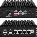 Firewall Appliance Mini PC 2.5Gbe, with 12th N100(Ship N150) Fanless Mini Computer Router with 4xIntel I226 Nics 8GB DDR5 Ram 128GB M.2 PCIE 3.0 SSD Support PFsense OPNsense AES-NI