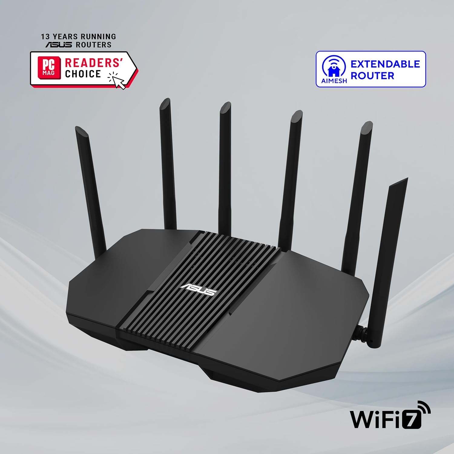 ASUS RT-BE90U Tri-Band WiFi 7 Router: Commercial-Grade Network Security, AiMesh Extendable Router, Quad 2.5G Ports, Smart Home Master