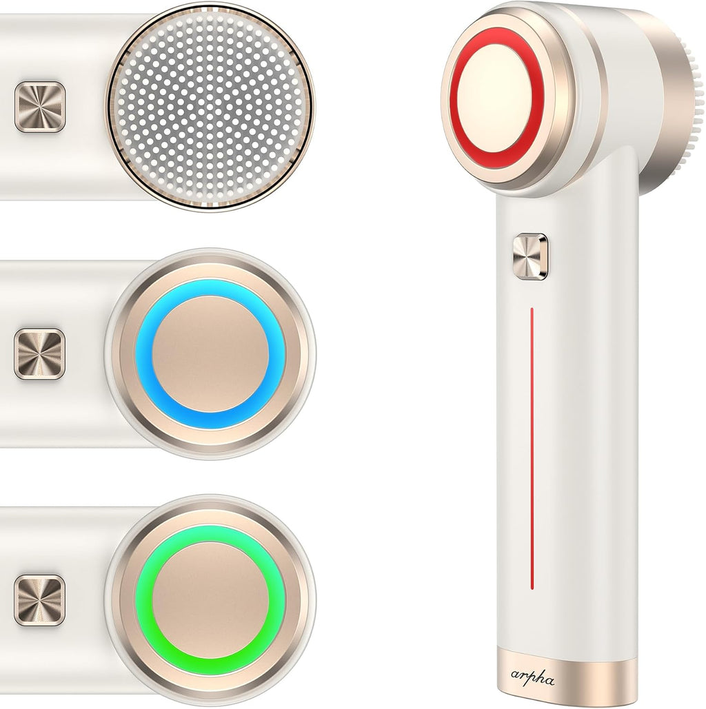 Arpha Titanium Ion Skincare Enhancer & Silicone Sonic Face Scrubber, for Skin Tightening, Brightening, Gentle Deep Cleanse, Mindful Glow Up, Only 135g, IPX7 Waterproof (Beige)