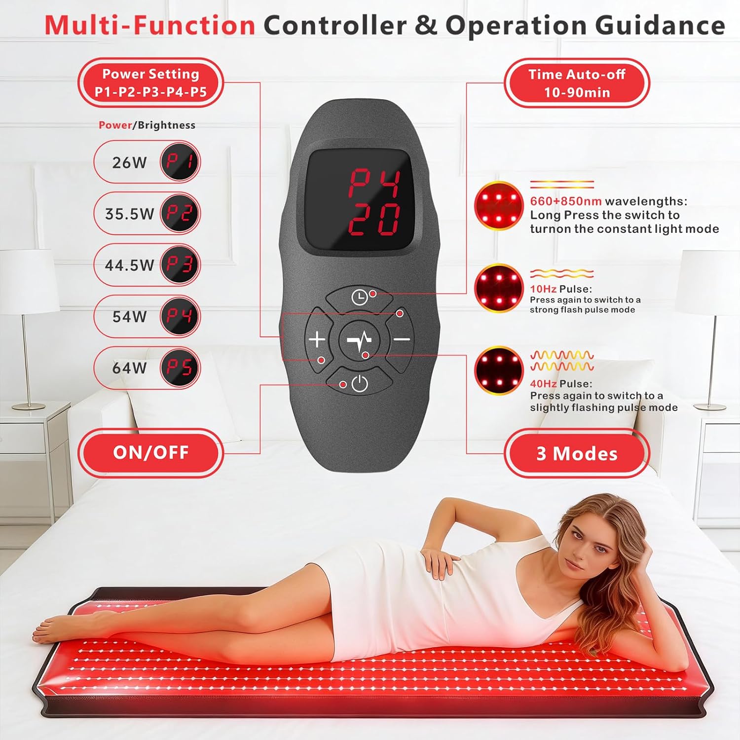Red Light Therapy for Body, 59.1'*25.6' Whole Red Light Therapy Mat Full Body, 600 LEDs redlight mat with 660nm & 850nm for Men, Women, Pets